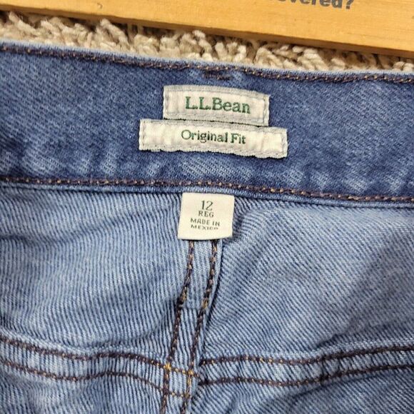 LL Bean Jeans Womens 12 Regular Blue Denim Original Fit Straight Dark Wash - Picture 3 of 8